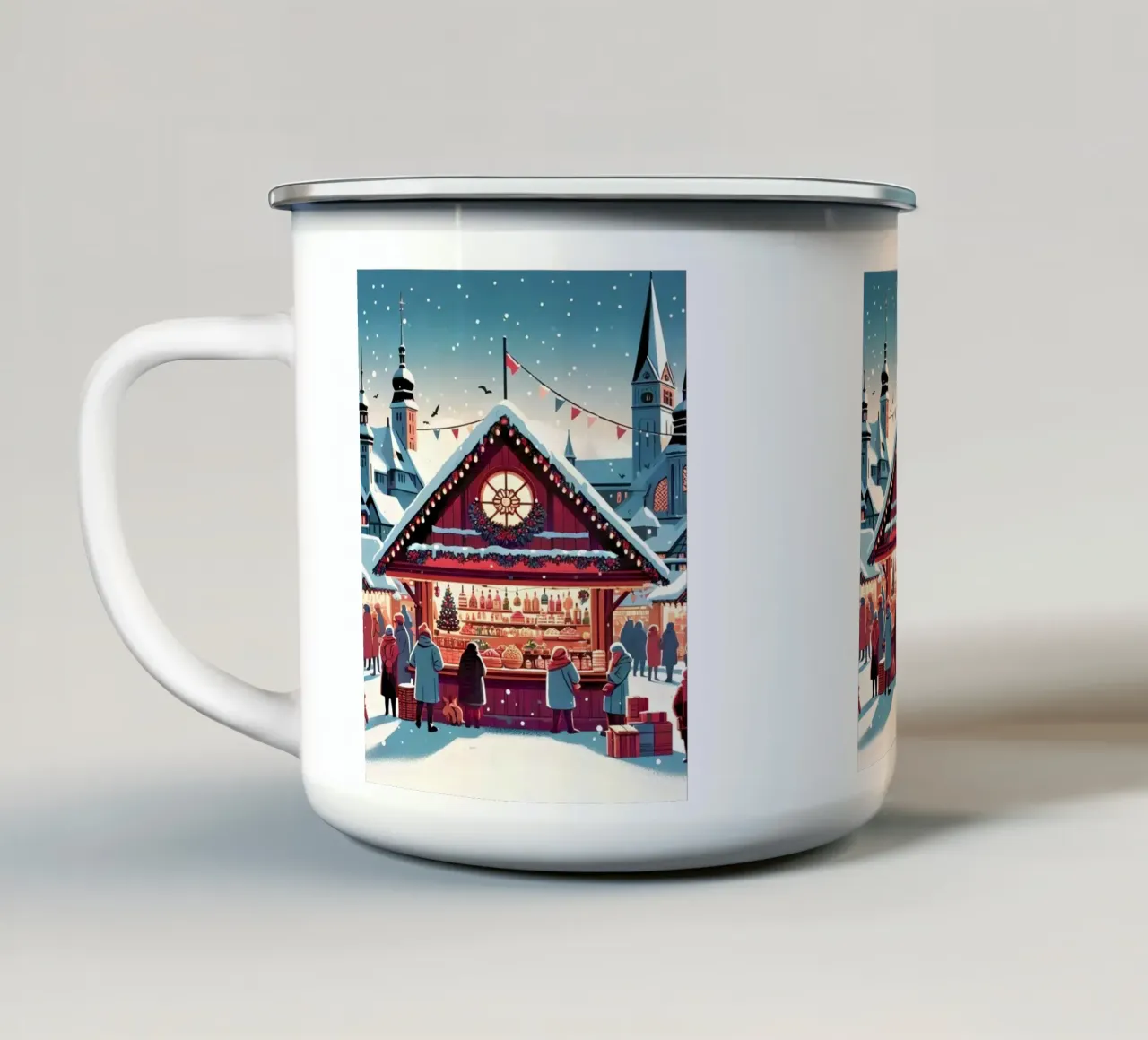 Mercatino di Natale tazza in smalto da Digital Naive
