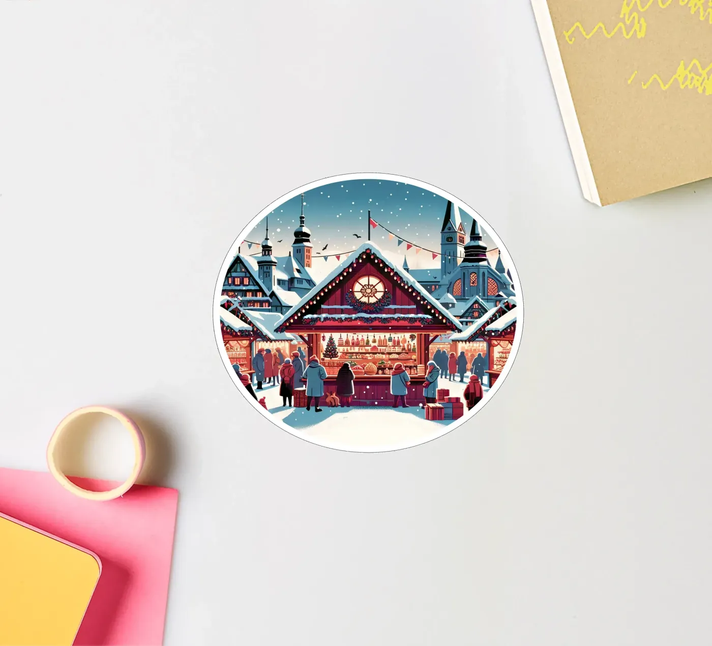 Kerstmarkt sticker van Digital Naive