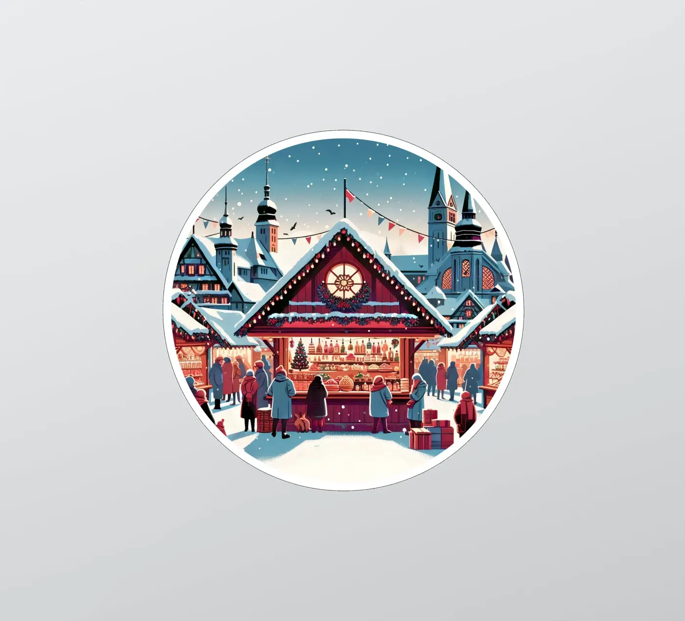 Kerstmarkt sticker van Digital Naive