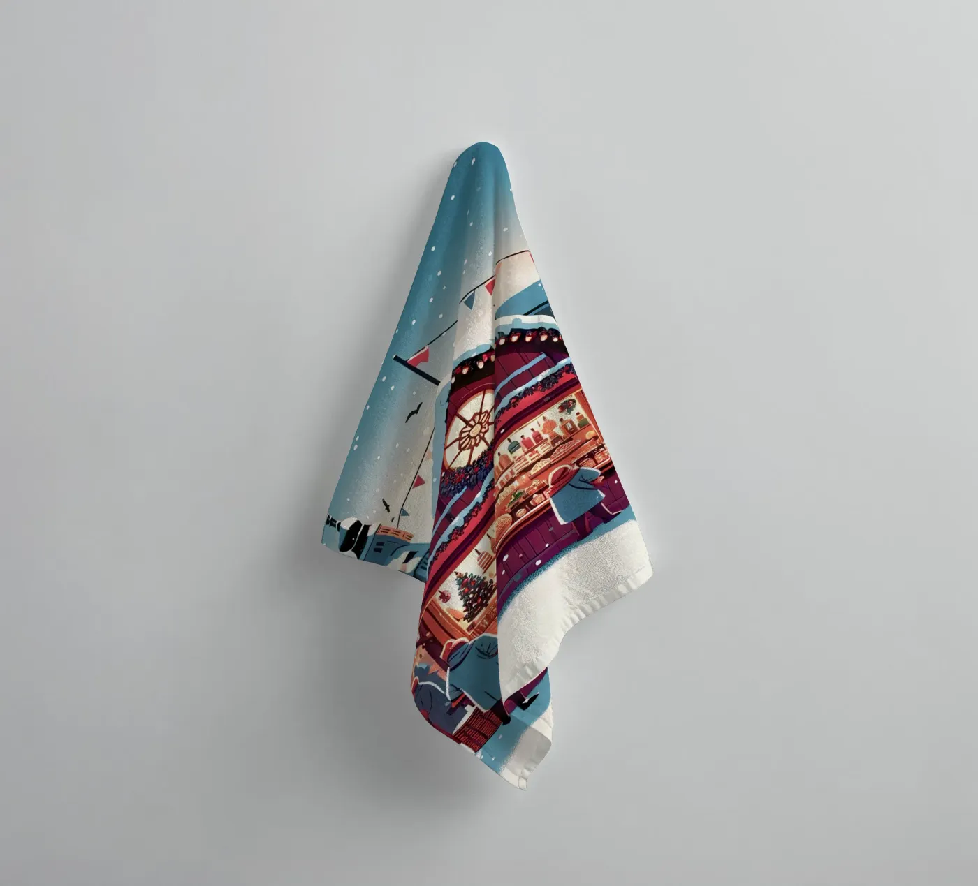 Kerstmarkt badhanddoek van Digital Naive