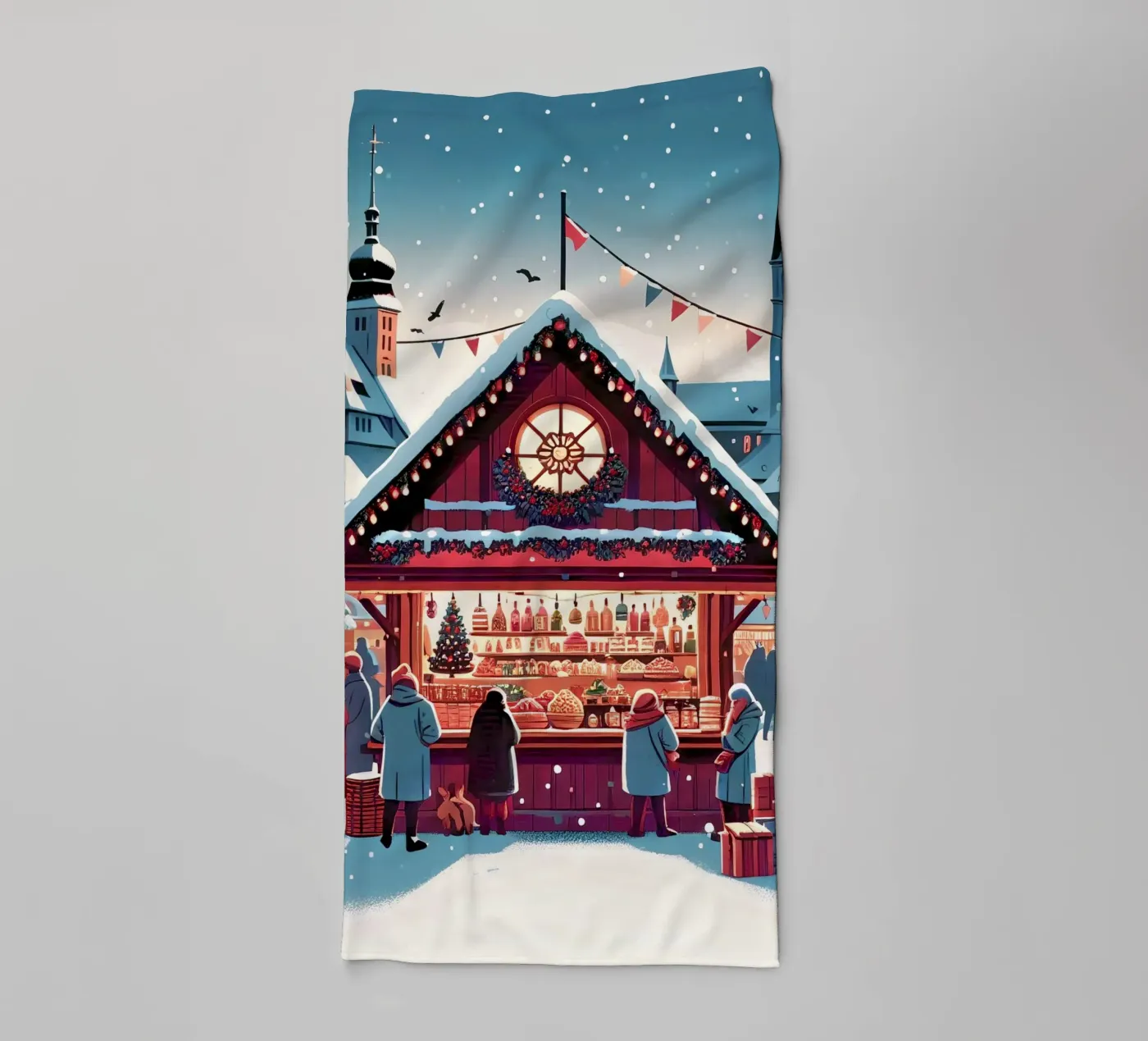Kerstmarkt badhanddoek van Digital Naive