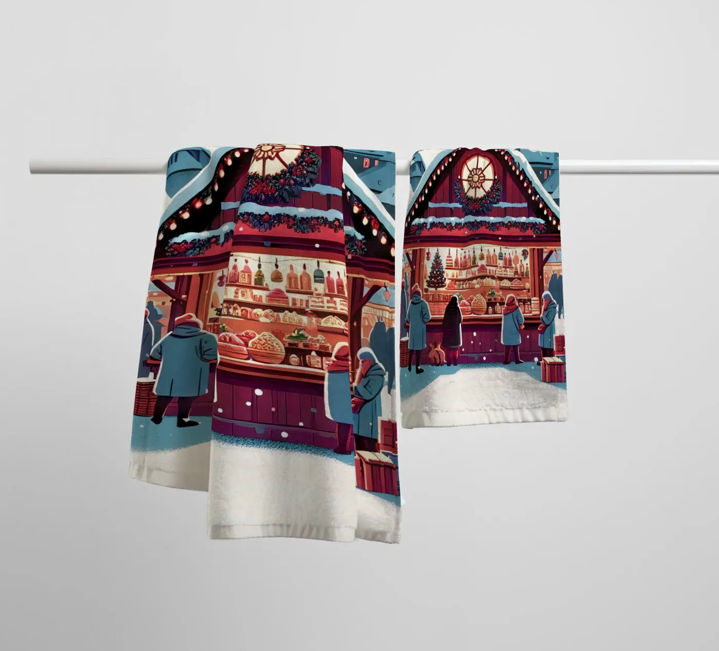 Kerstmarkt badhanddoek van Digital Naive