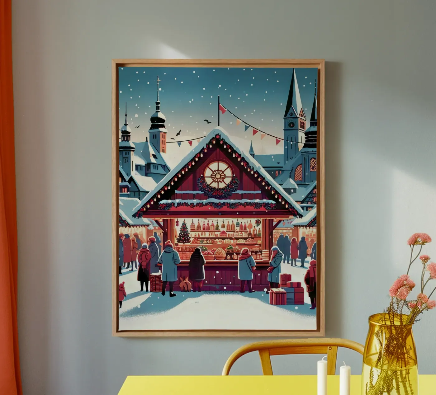 Kerstmarkt canvas van Digital Naive