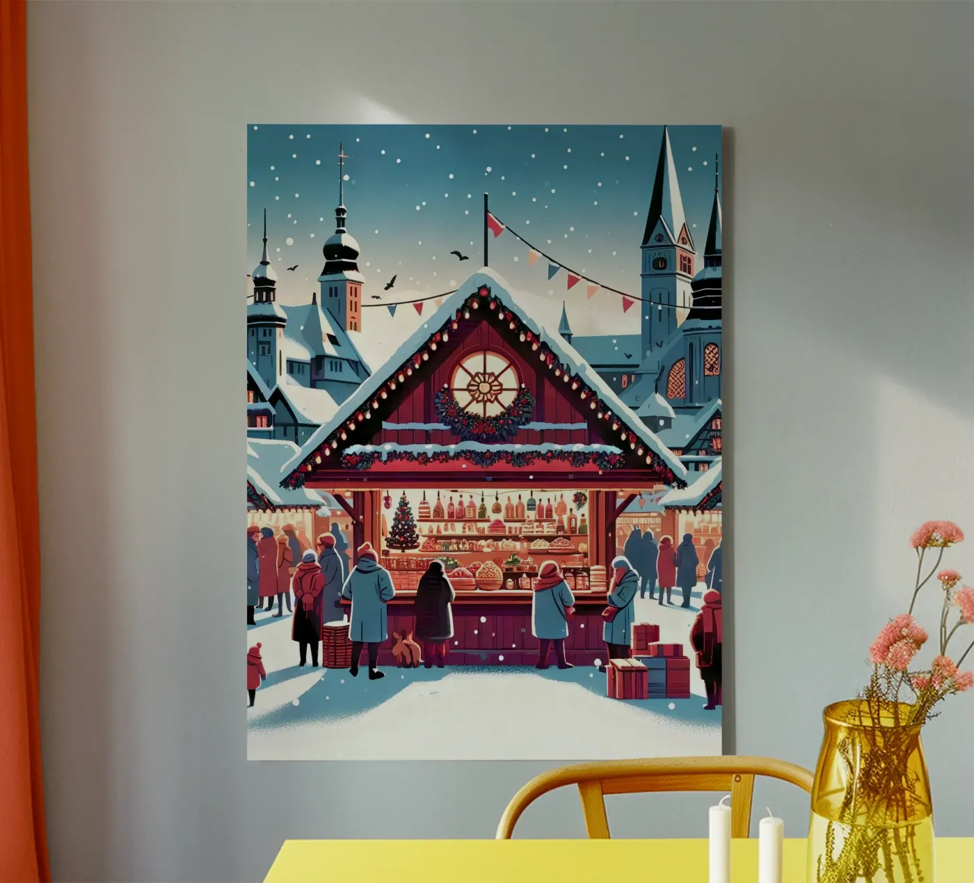 Kerstmarkt canvas van Digital Naive