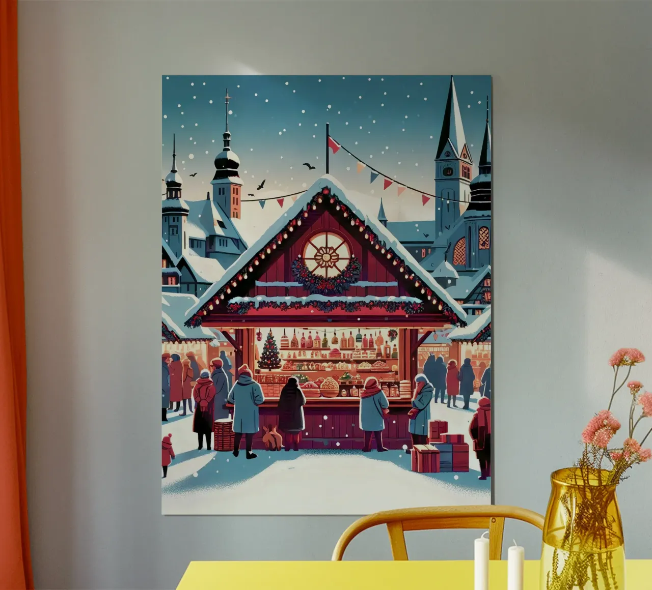 Mercatino di Natale poster con telaio in legno da Digital Naive
