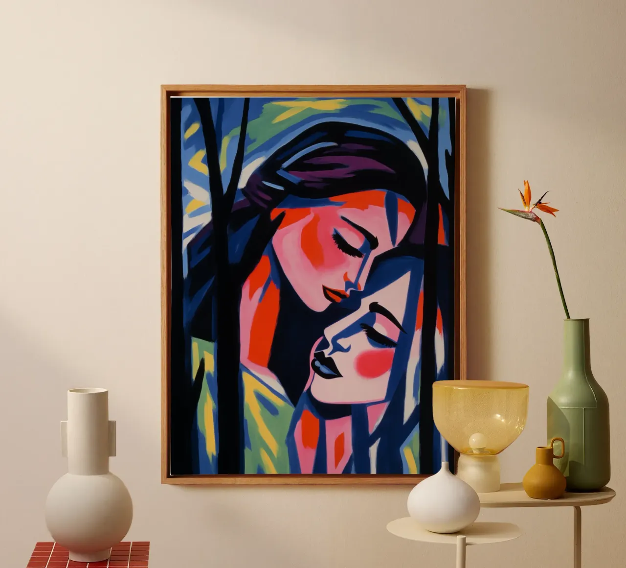 Kussen en tranen | Expressionistisch schilderij canvas met Baklijst van Autofocus