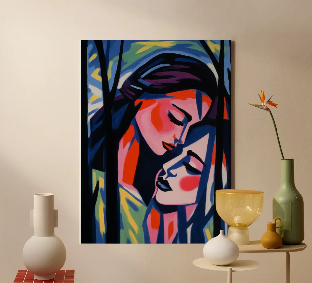 Kussen en tranen | Expressionistisch schilderij canvas met Baklijst van Autofocus