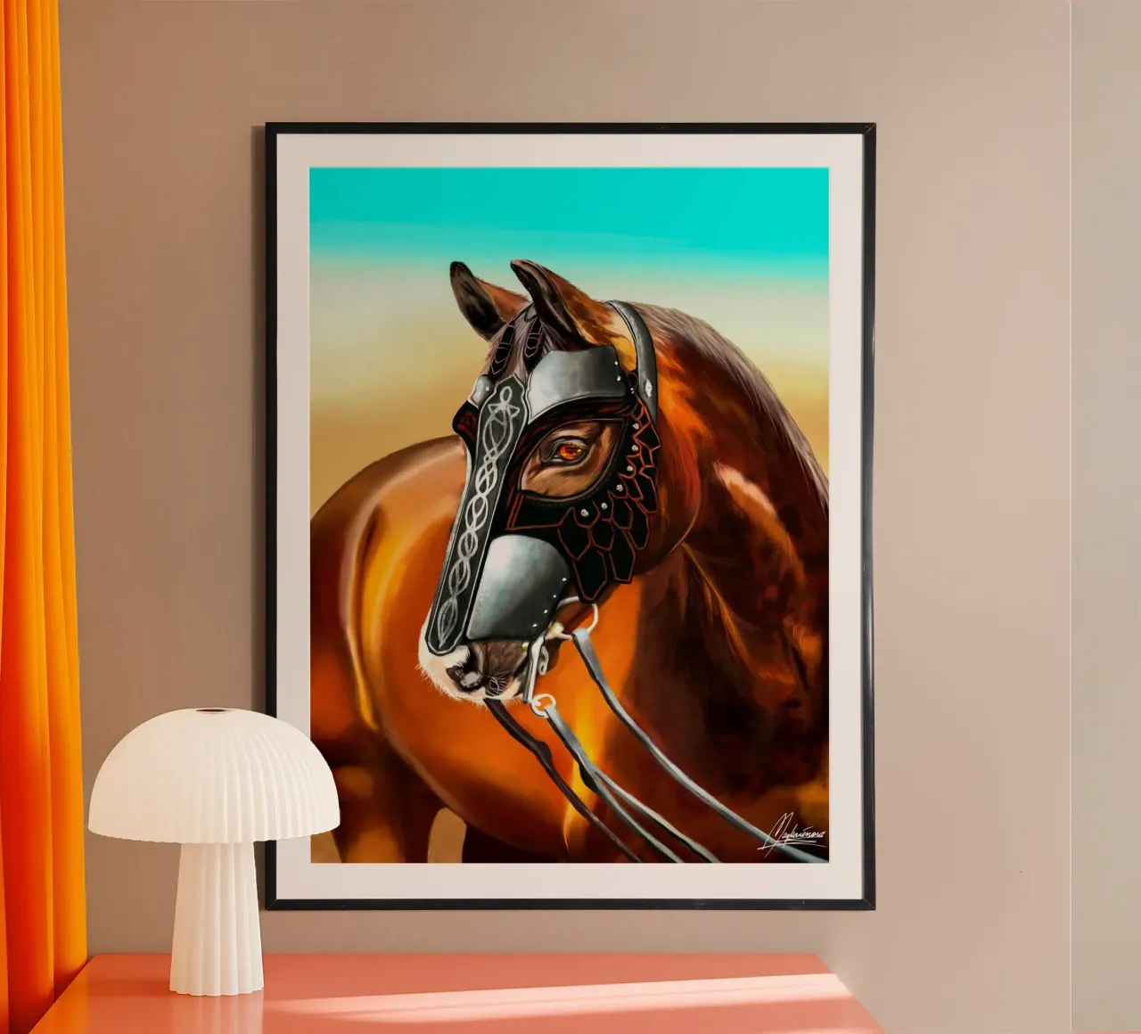 Il grande cavallo di Saladino poster con telaio in legno da Mayka ienova
