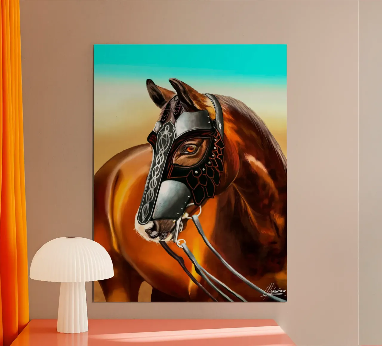Il grande cavallo di Saladino poster con telaio in legno da Mayka ienova