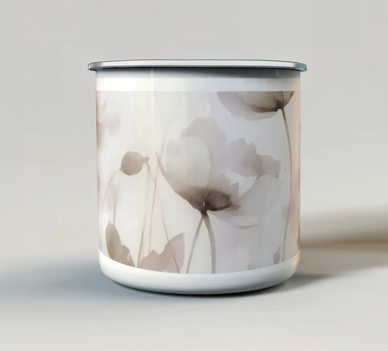 Prato etereo Fiori acquerellati Beige neutro tazza in smalto da Andrea Haase Floral Passion