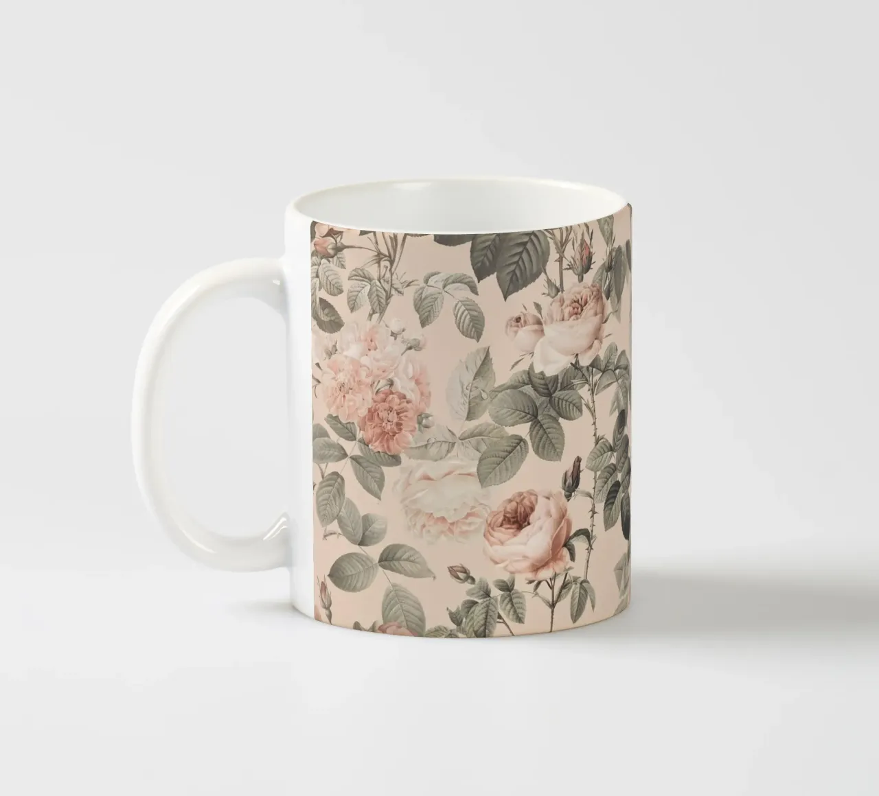Fiori di rosa francese vintage Pierre-Joseph Redoute tazza in ceramica da Andrea Haase Floral Passion