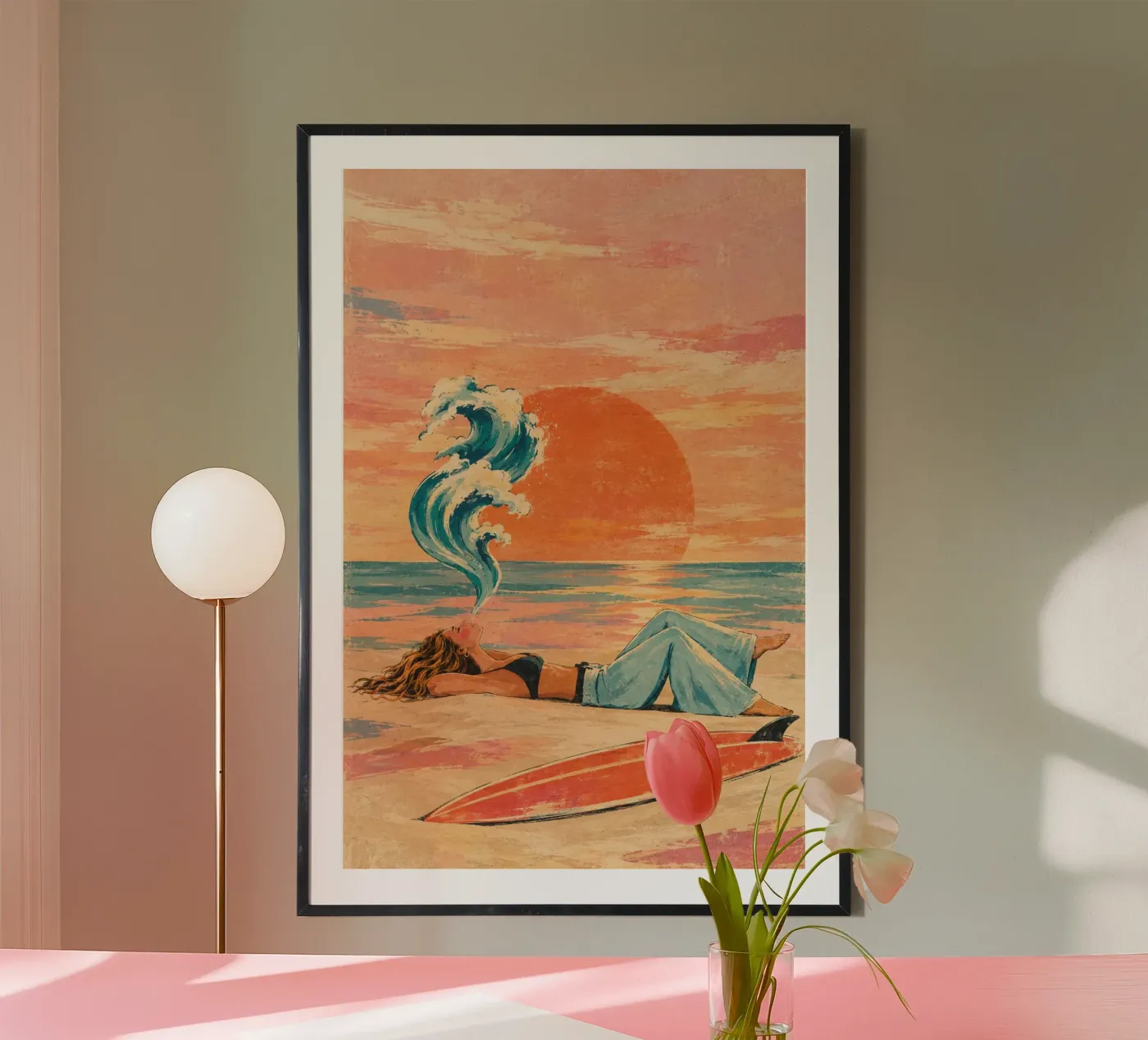 sunset waves Poster von Linsi