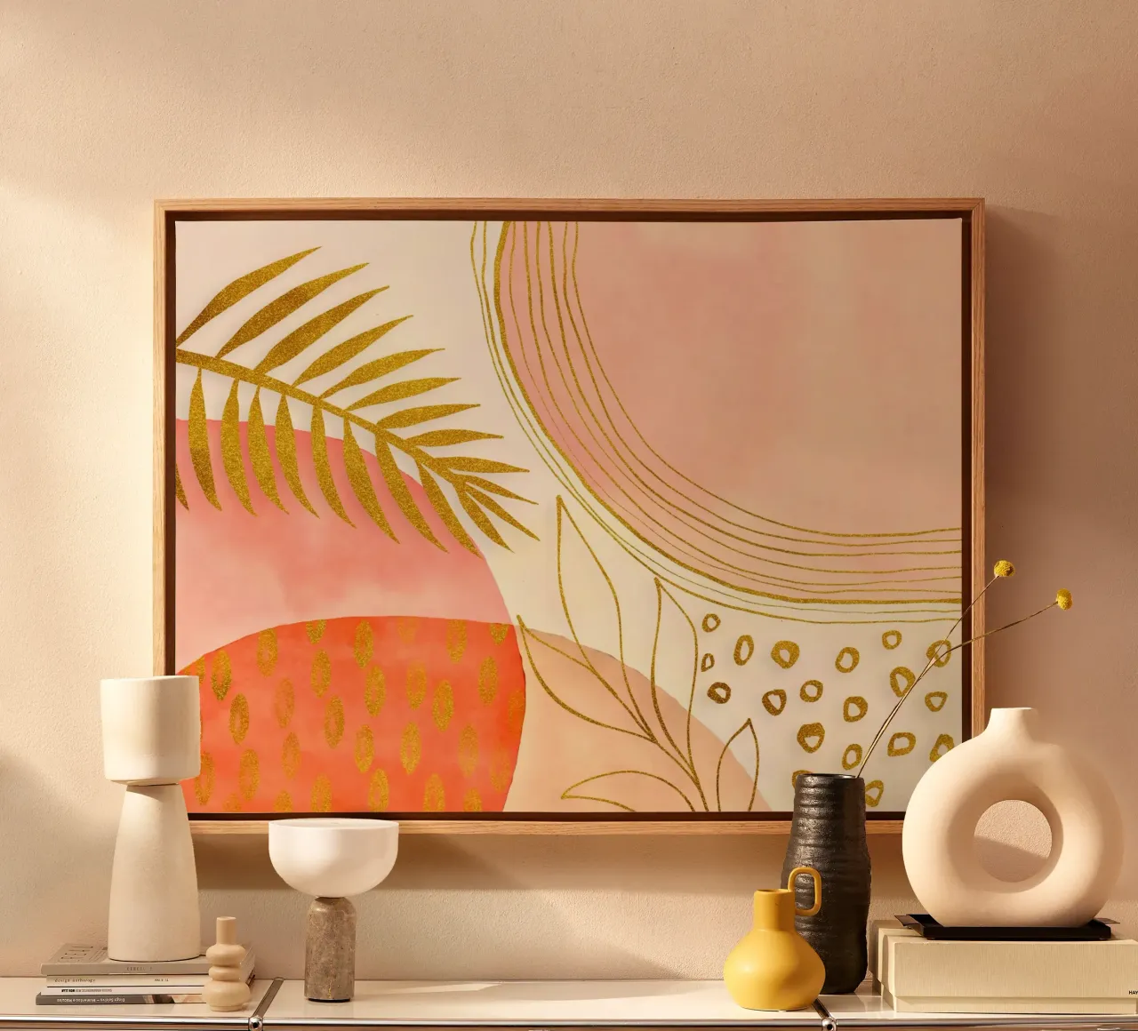 Warm Boho Fantasy Botanical canvas with Floater frame by Andrea Haase Modern Home