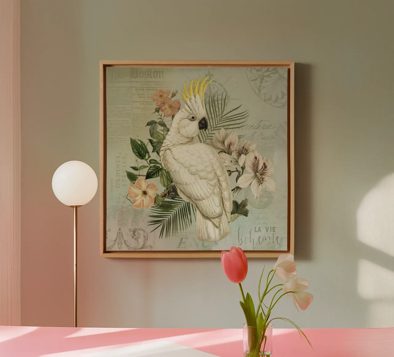 Nostalgia del cacatua d'epoca tela con Cornice a cassetta da Andrea Haase Vintage World
