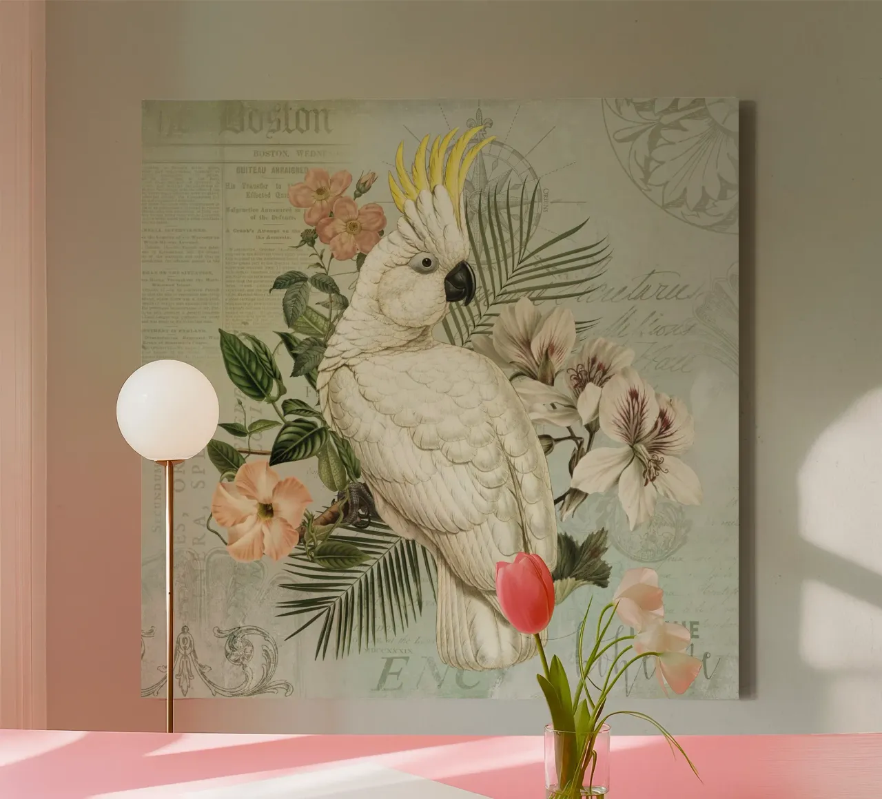 Nostalgia del cacatua d'epoca tela con Cornice a cassetta da Andrea Haase Vintage World