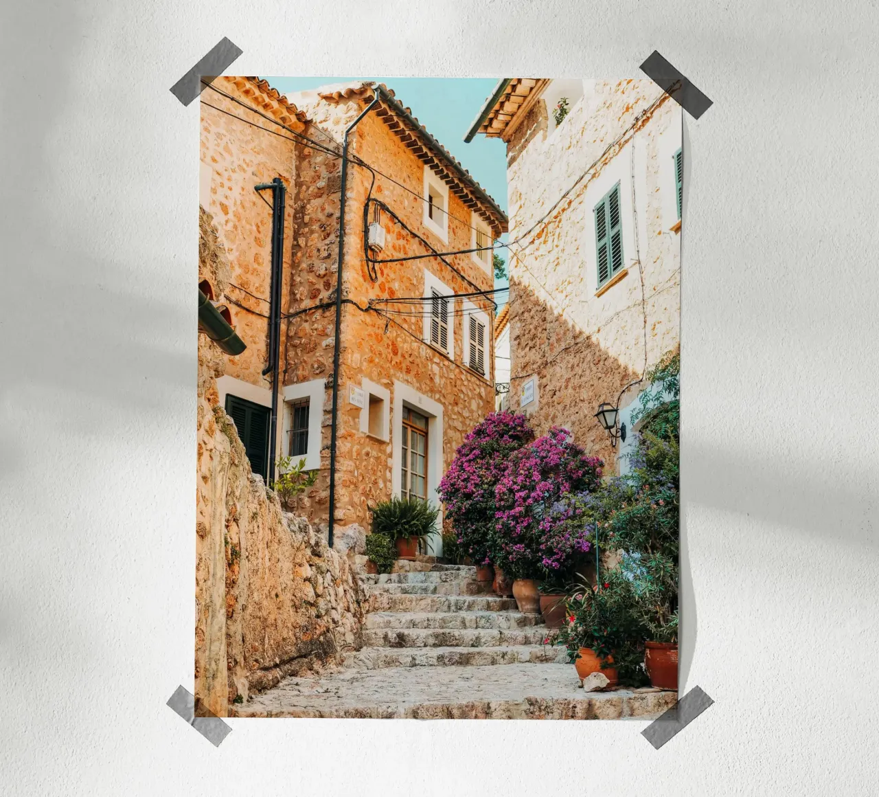 Mallorca - Treppe in Fornalutx, Serra de Tramuntana poster da Bold and Retro