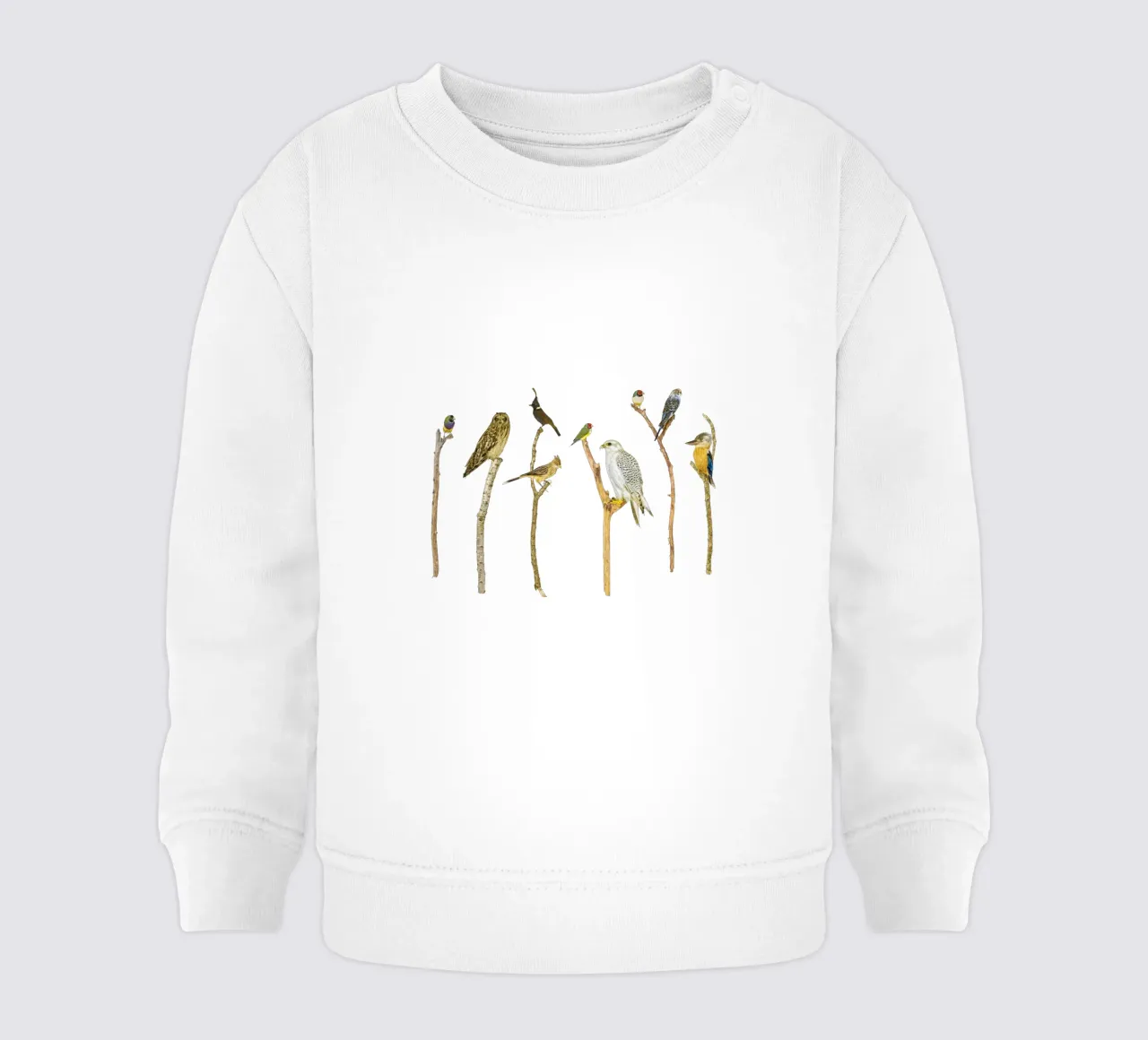 Branching Beauty: Birds on Branches felpa neonato da Curious Collections by Marielle Leenders