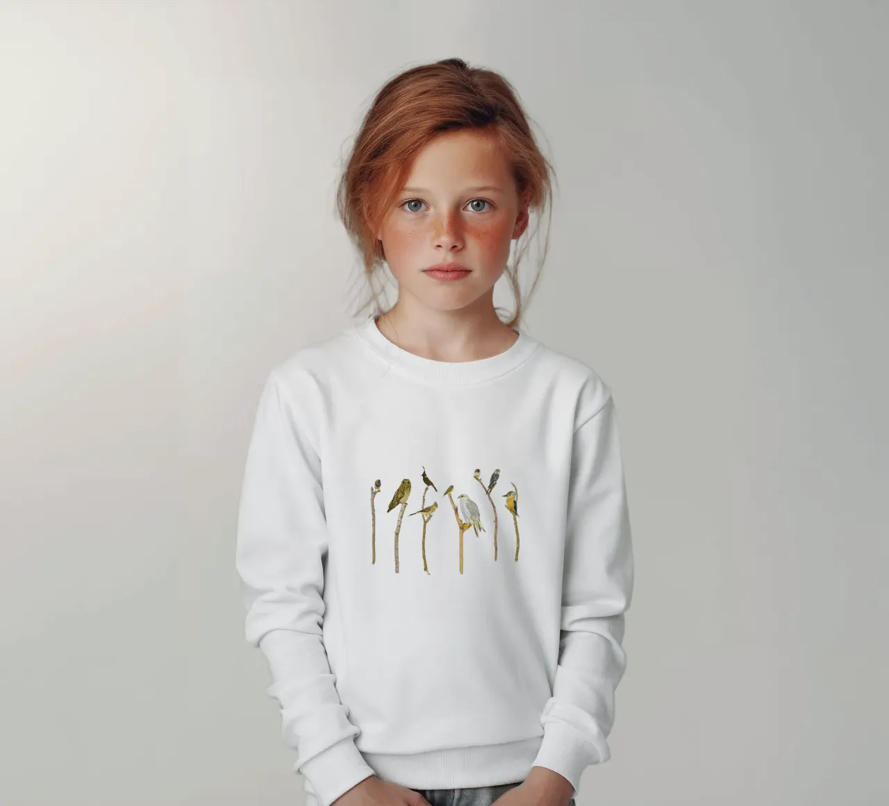 Branching Beauty: Birds on Branches felpa bambino da Curious Collections by Marielle Leenders