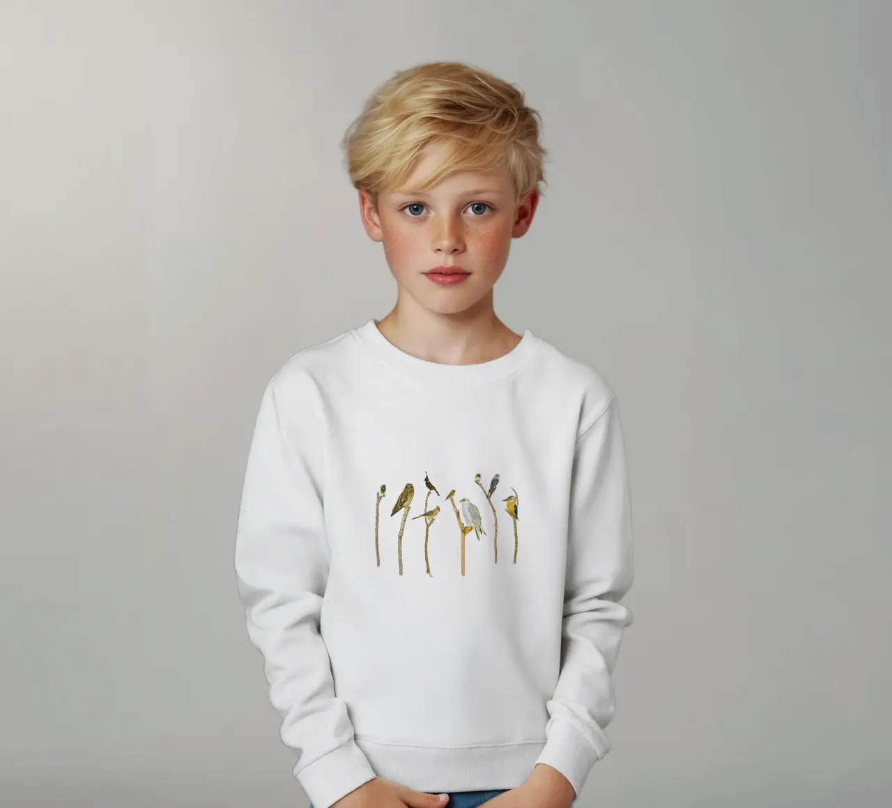 Branching Beauty: Birds on Branches felpa bambino da Curious Collections by Marielle Leenders