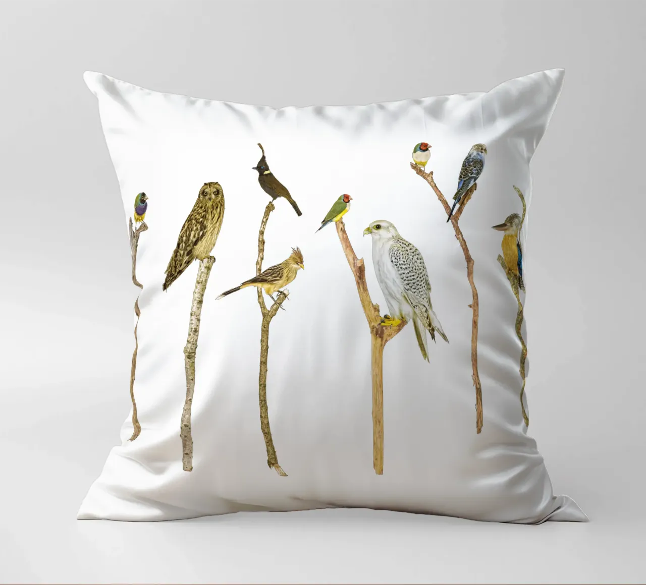 Branching Beauty: Birds on Branches cuscino da Curious Collections by Marielle Leenders