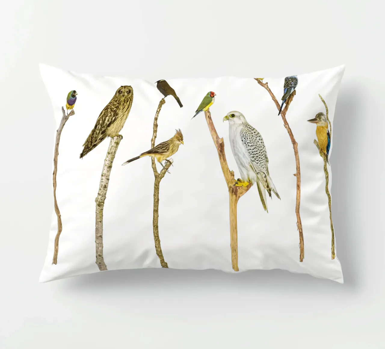 Branching Beauty: Birds on Branches cuscino da Curious Collections by Marielle Leenders