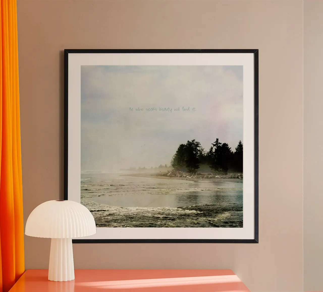He Who Seeks Beauty poster with aluminum frame by Robin Delean