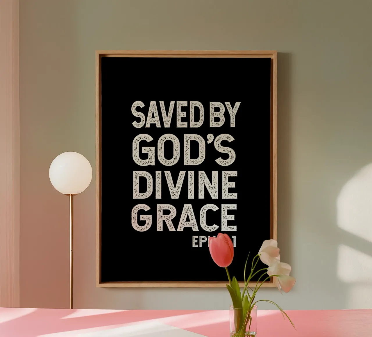 Saved by God's divine grace canvas met Baklijst van happieeagle
