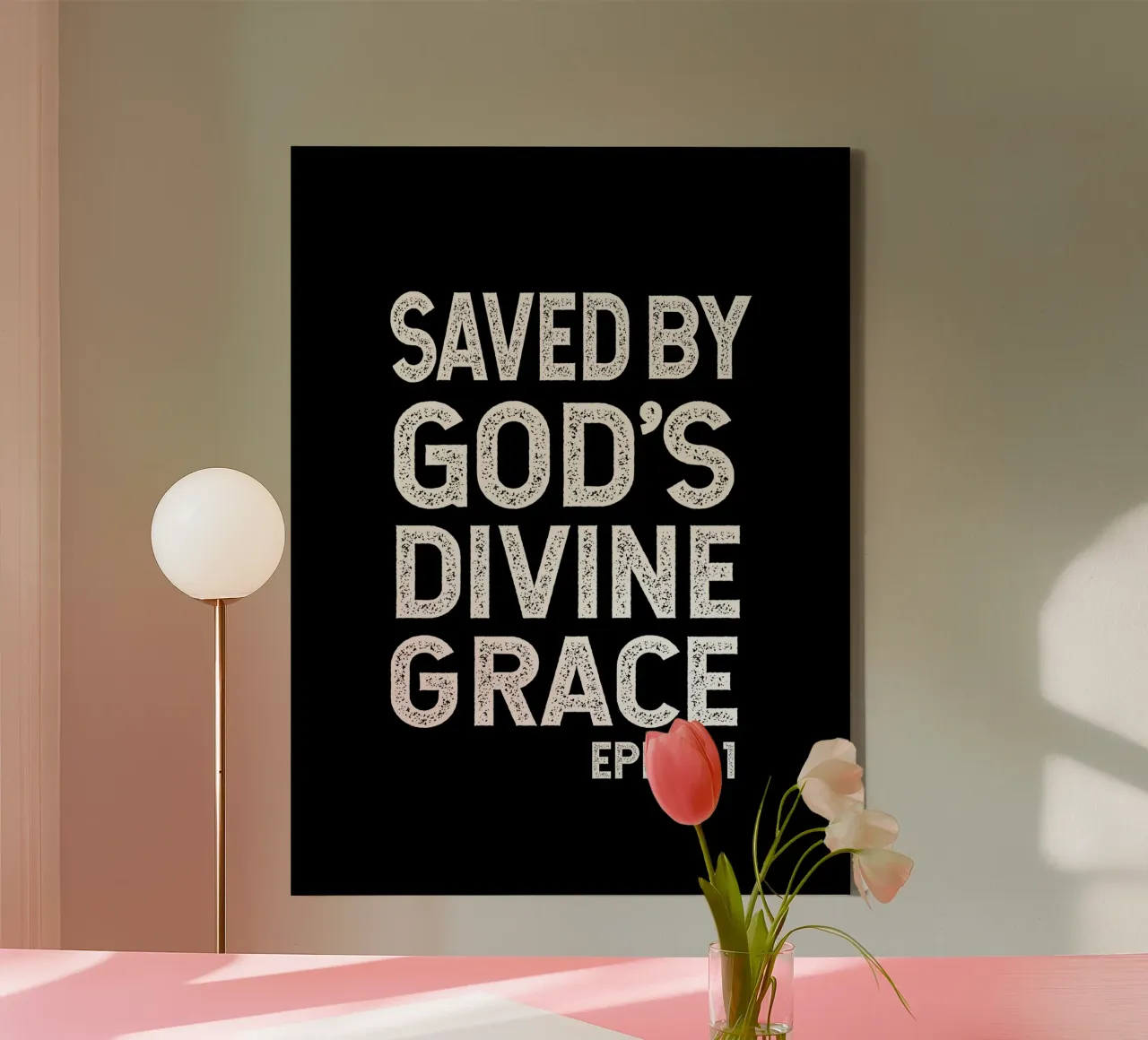 Saved by God's divine grace canvas met Baklijst van happieeagle