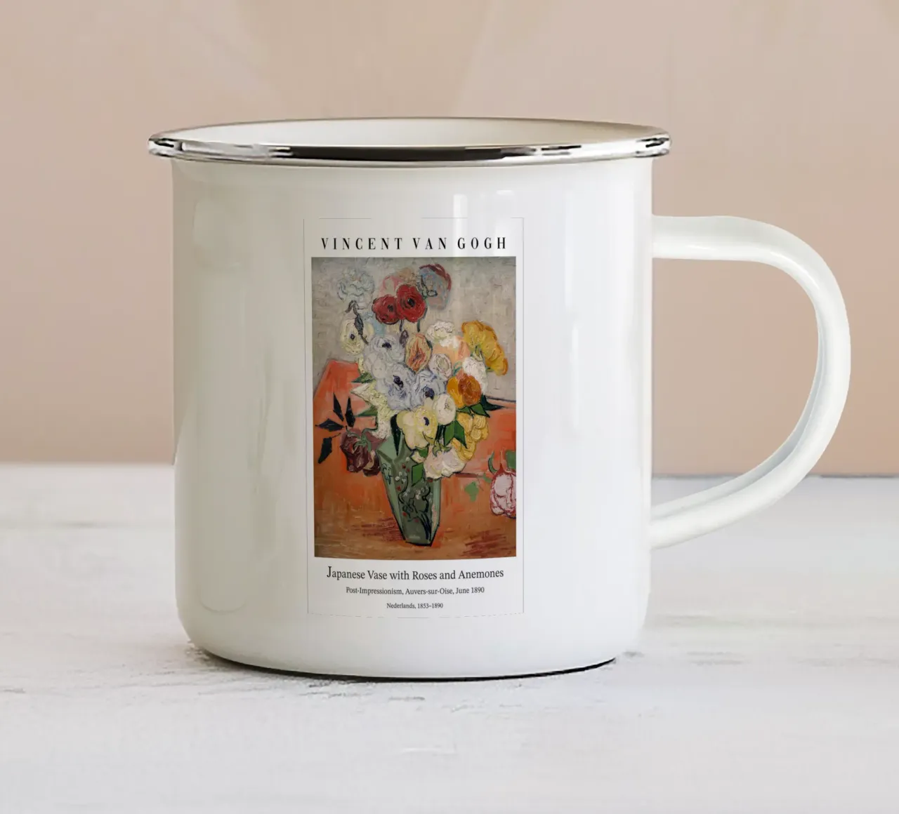 Van Gogh - Rose e anemoni tazza in smalto da Carinaprint