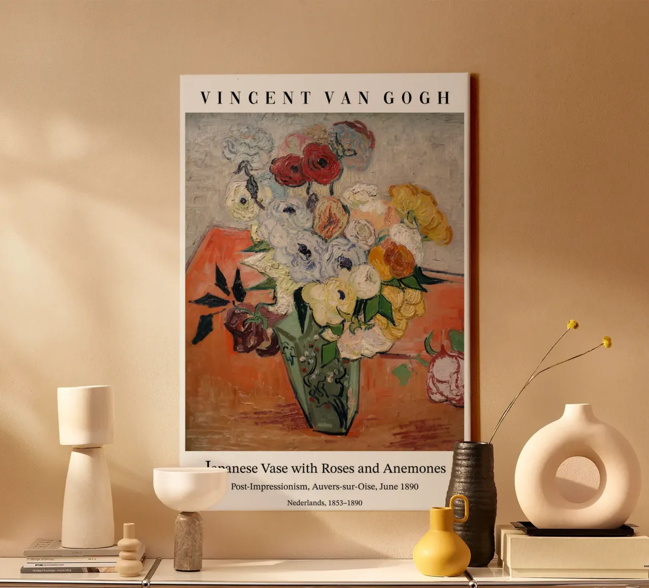 Van Gogh - Rose e anemoni tela con Cornice a cassetta da Carinaprint