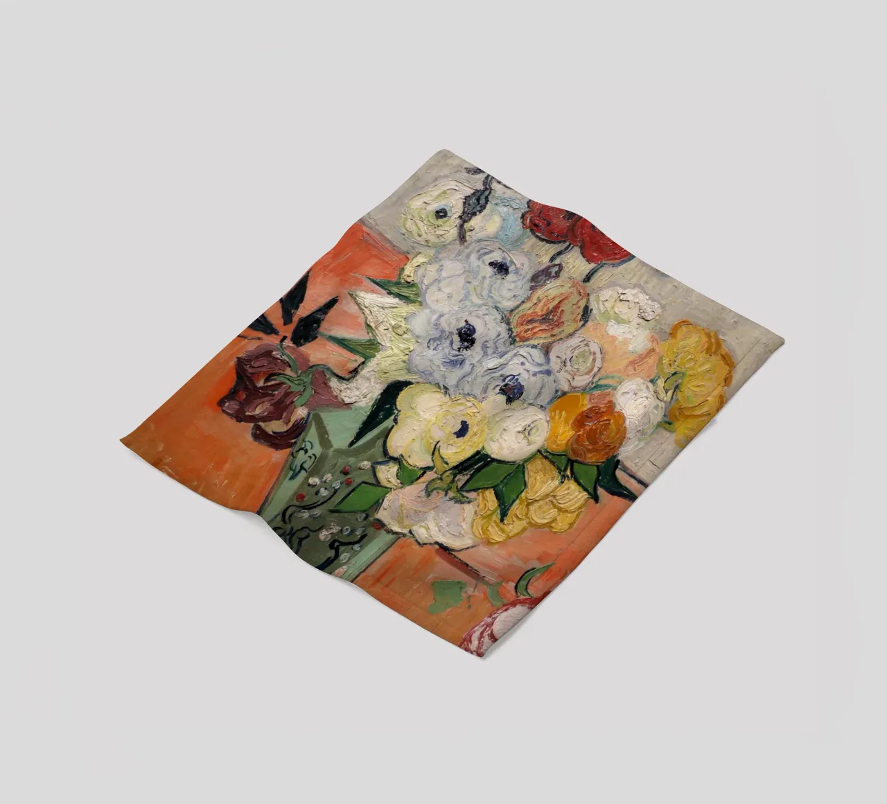 Gogh - Vaso giapponese con rose coperta in pile da Carinaprint