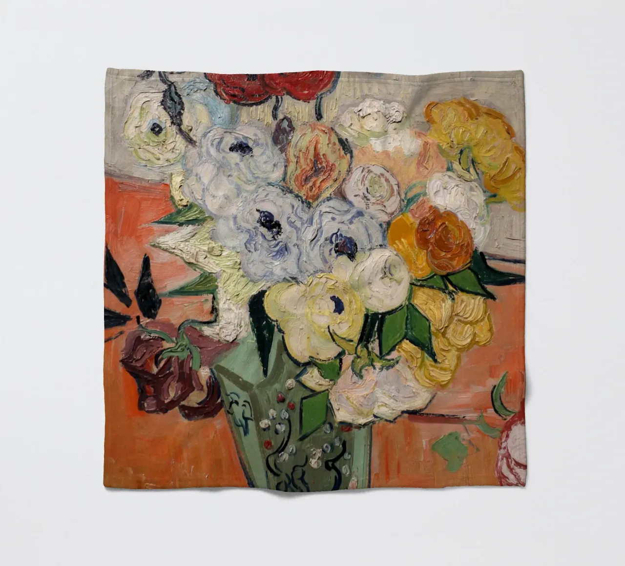 Gogh - Vaso giapponese con rose coperta in pile da Carinaprint
