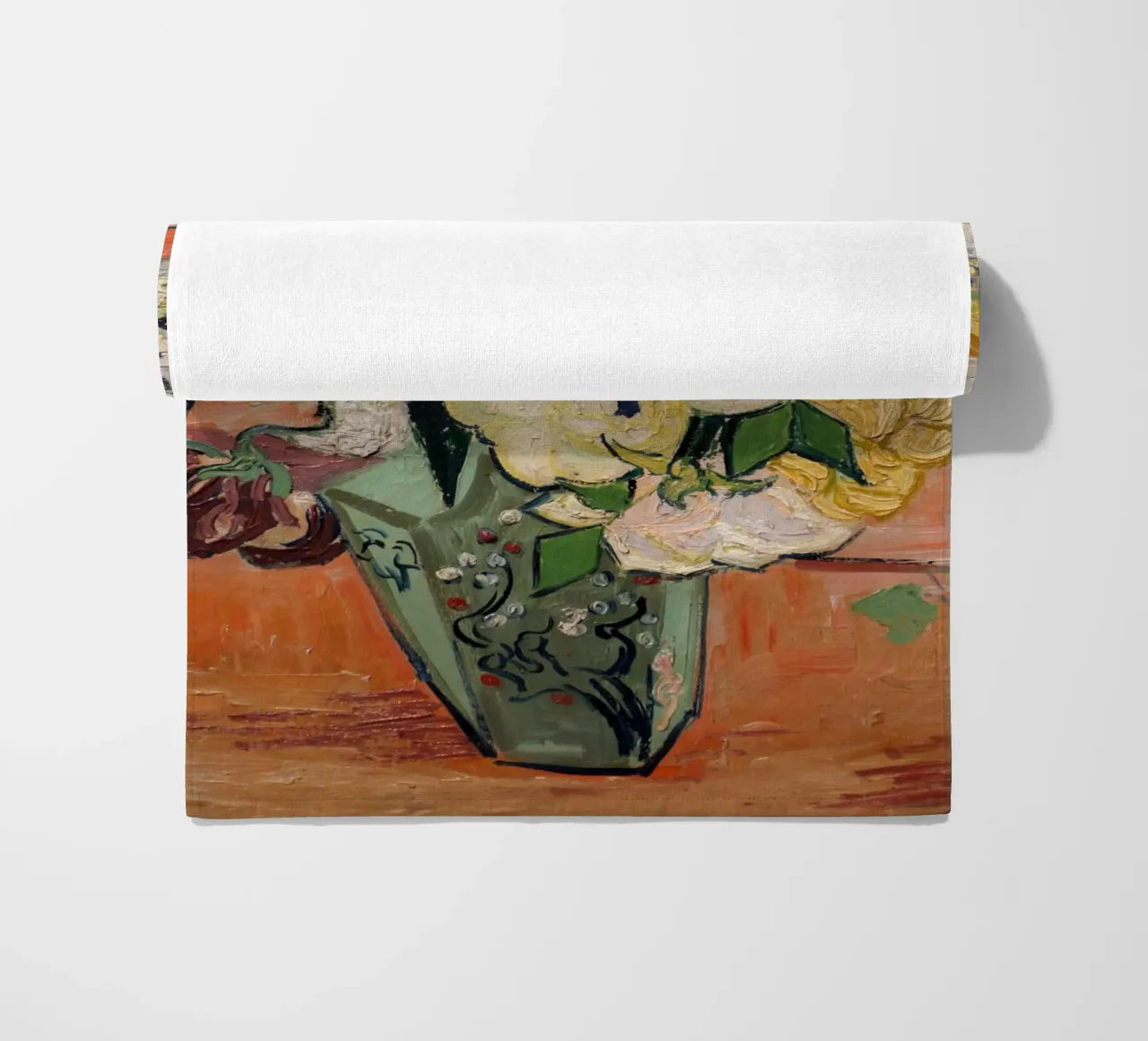 Gogh - Vaso giapponese con rose telo mare da Carinaprint