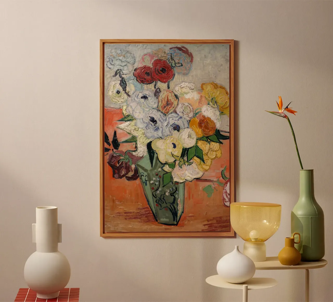 Gogh - Vaso giapponese con rose alluminio dibond da Carinaprint