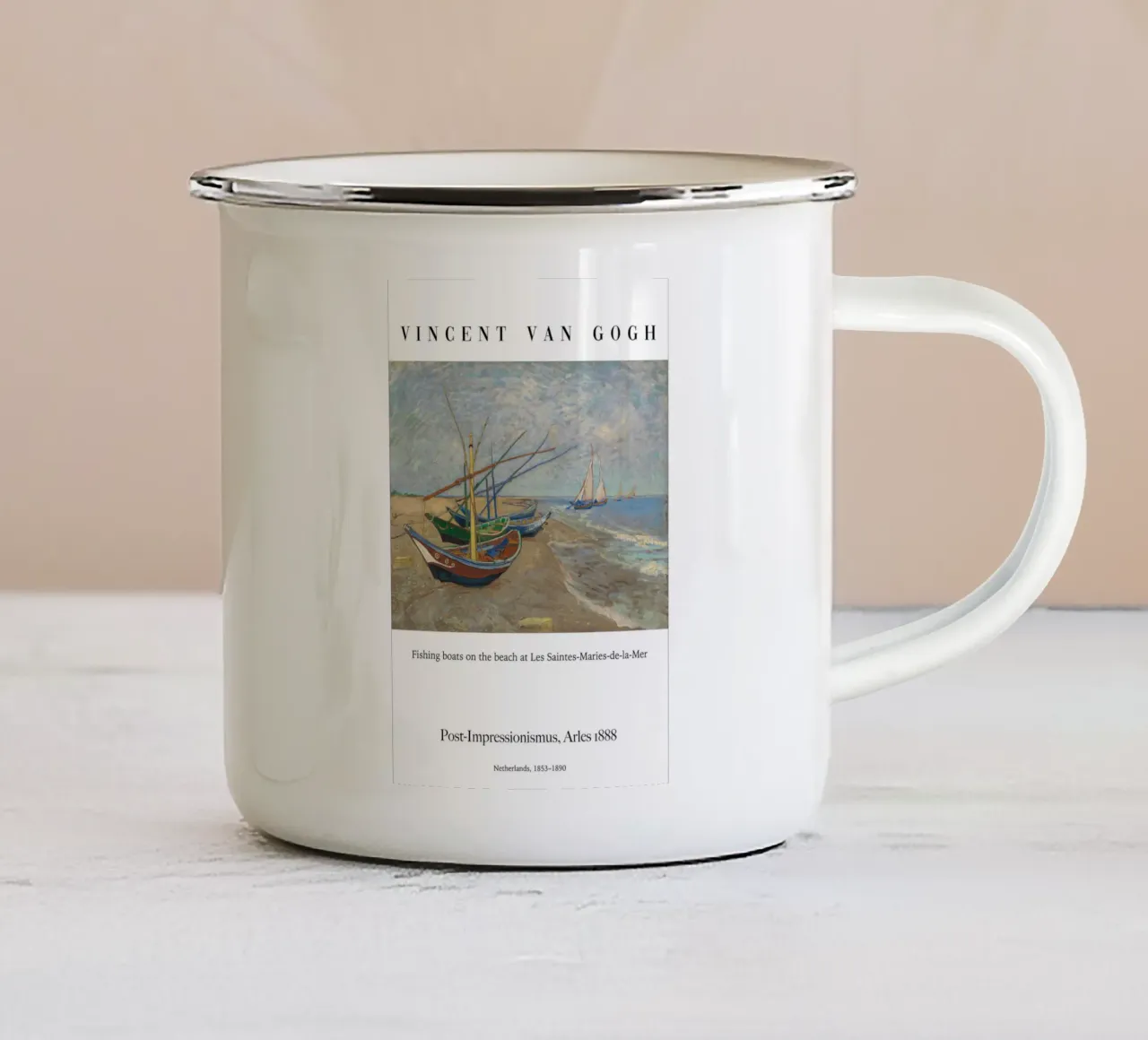 Van Gogh - Fischerboote am Strand tazza in smalto da Carinaprint
