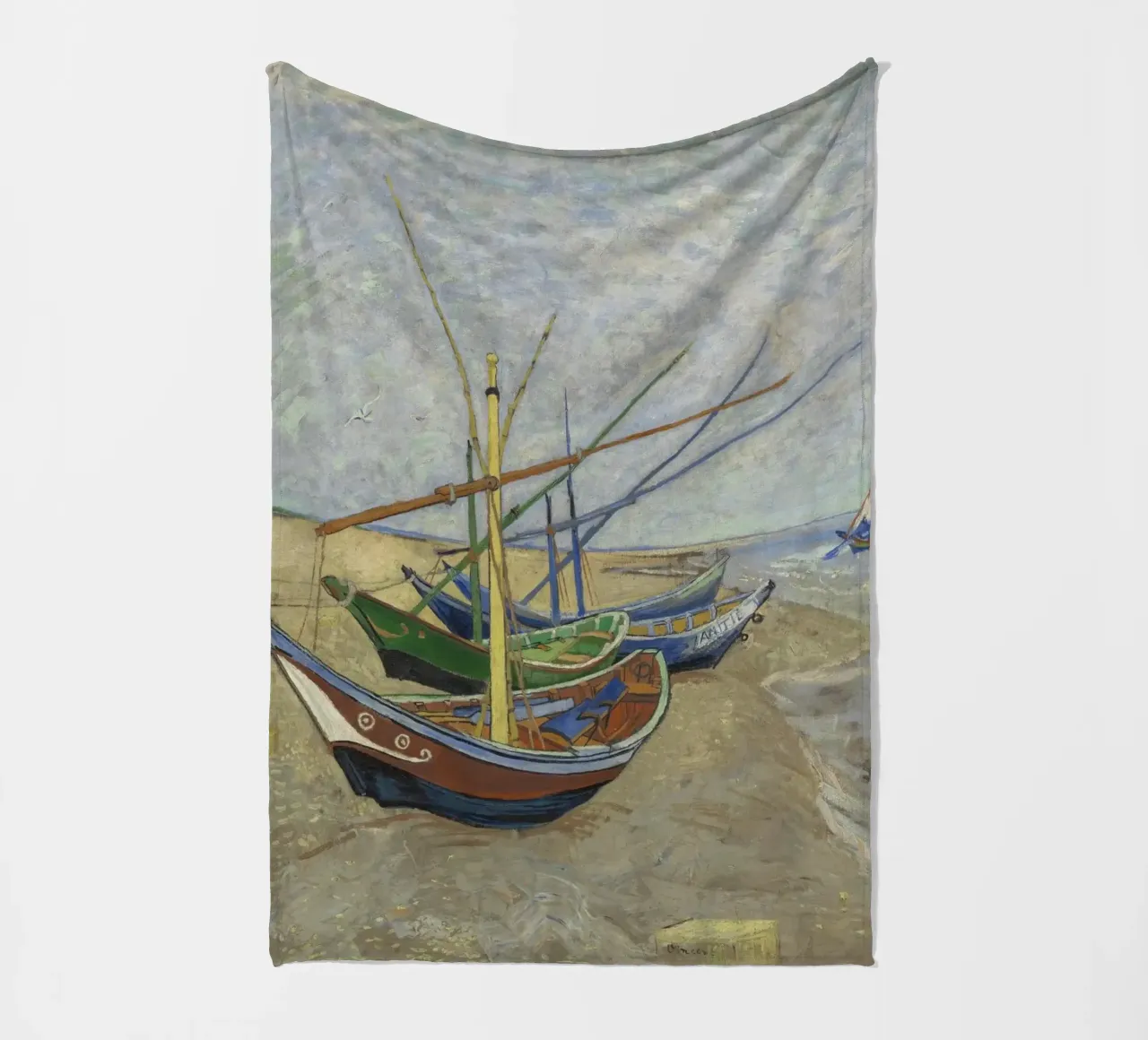 Van Gogh - Boote in Les Saintes Fleecedecke von Carinaprint