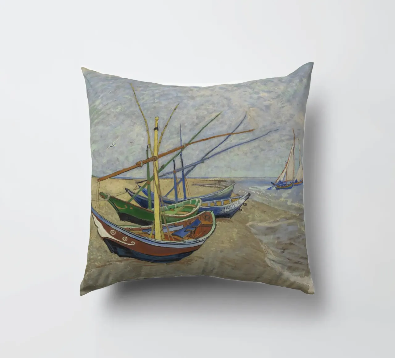 Van Gogh - Boote in Les Saintes Kissen von Carinaprint