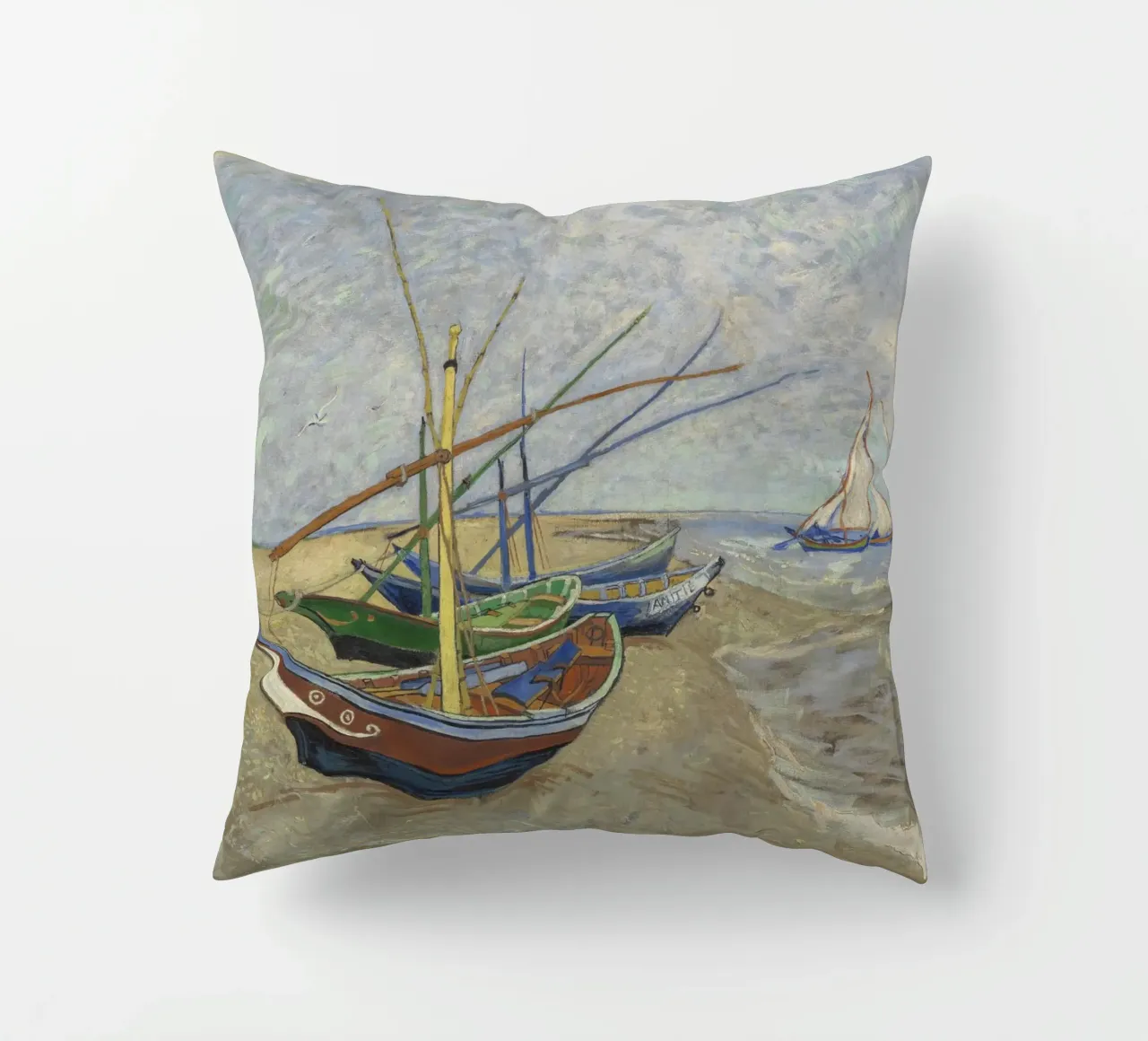 Van Gogh - Boote in Les Saintes Kissen von Carinaprint