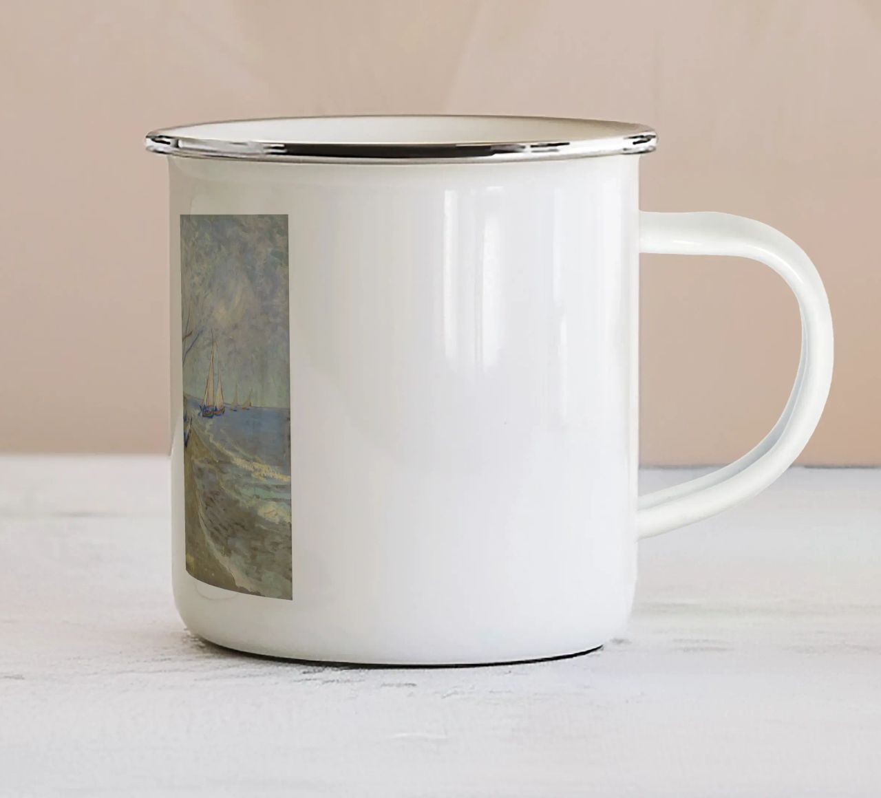 Van Gogh - Boote a Les Saintes tazza in smalto da Carinaprint
