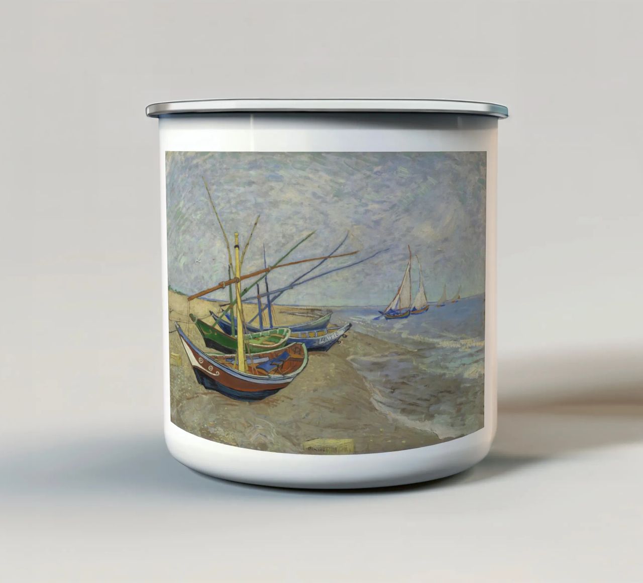 Van Gogh - Boote a Les Saintes tazza in smalto da Carinaprint