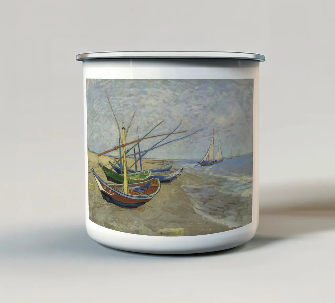 Van Gogh - Boote a Les Saintes tazza in smalto da Carinaprint