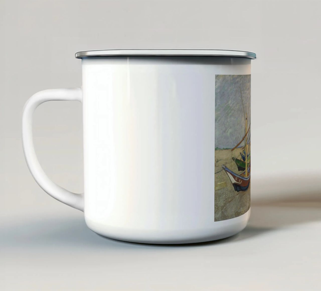 Van Gogh - Boote a Les Saintes tazza in smalto da Carinaprint