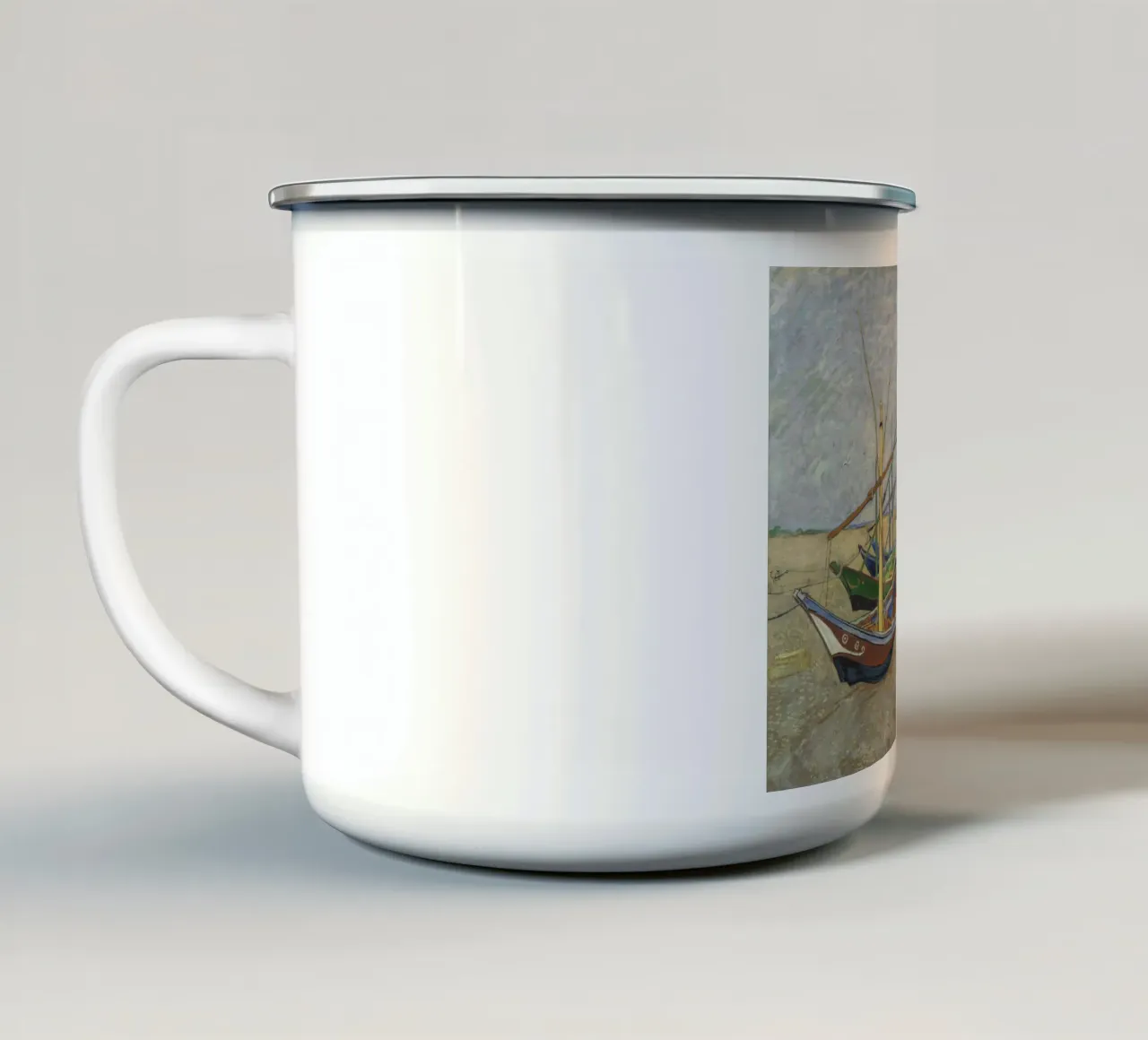 Van Gogh - Boote a Les Saintes tazza in smalto da Carinaprint