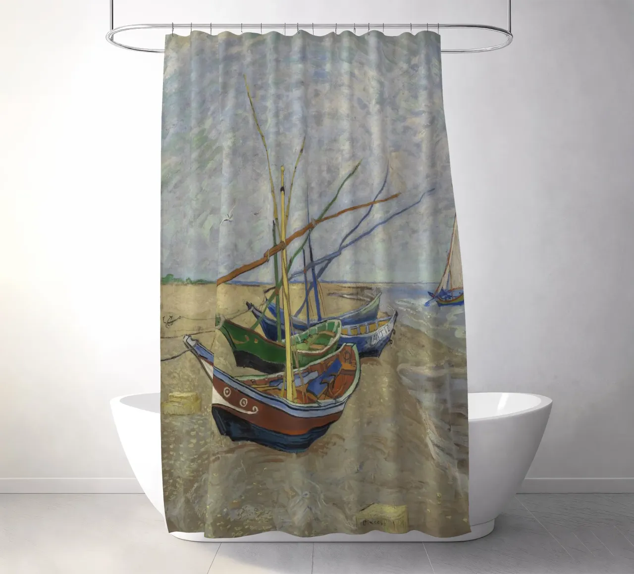 Van Gogh - Boote aux Saintes rideau de douche de Carinaprint