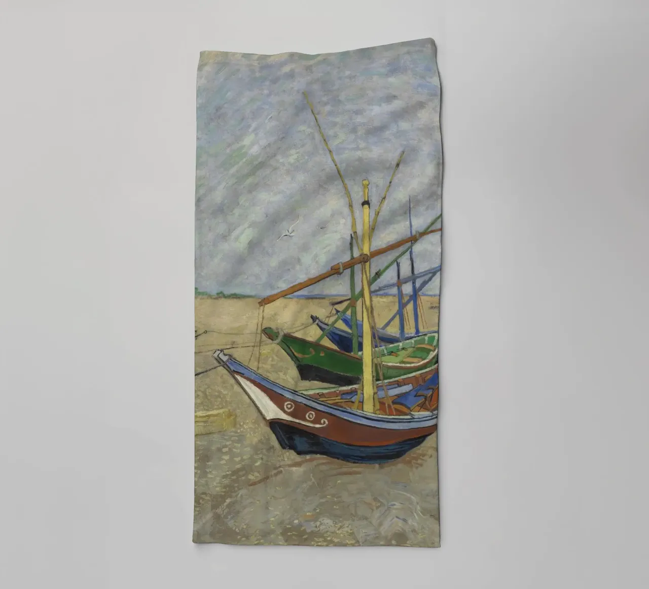 Van Gogh - Boote in Les Saintes towel by Carinaprint