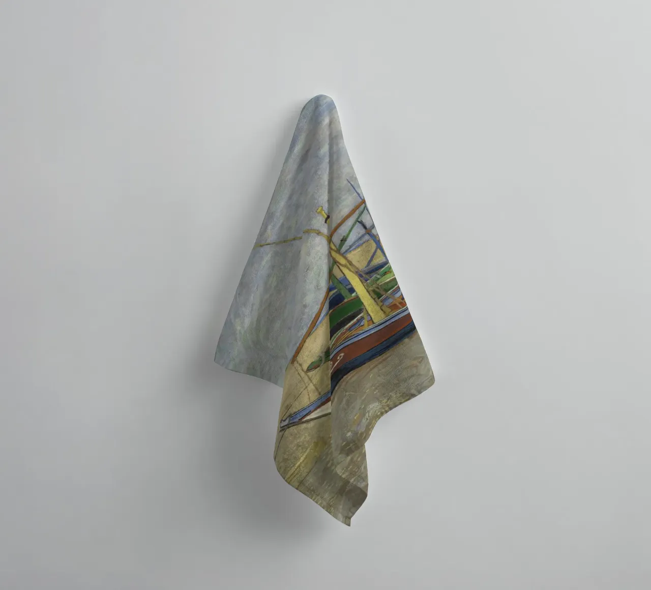 Van Gogh - Boote in Les Saintes towel by Carinaprint