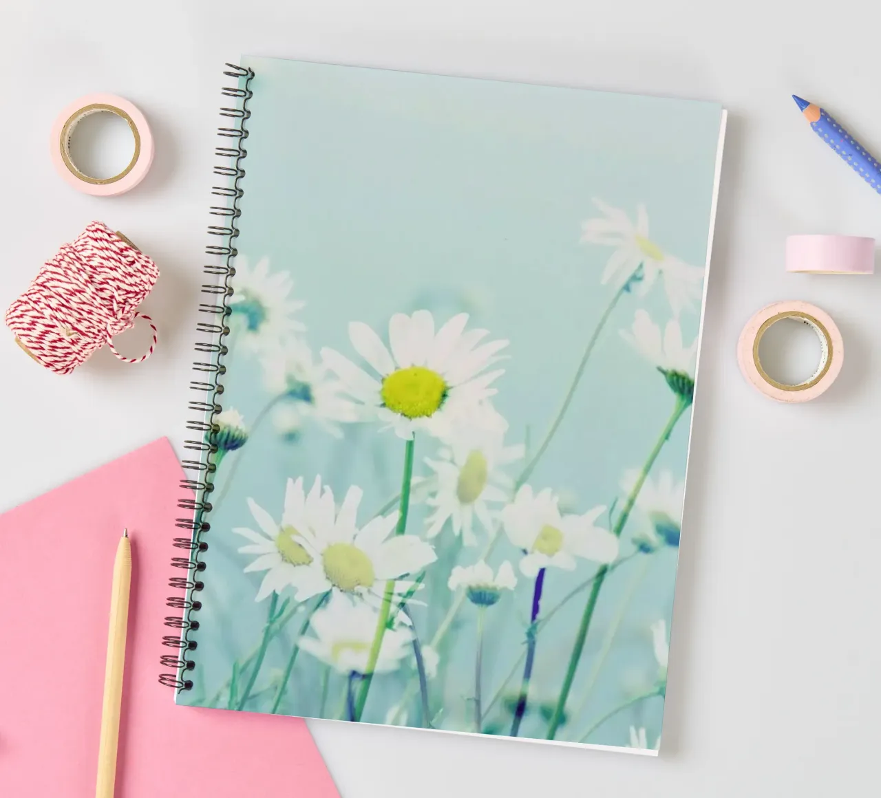 Dancing Daisies spiral notebook by Robin Delean
