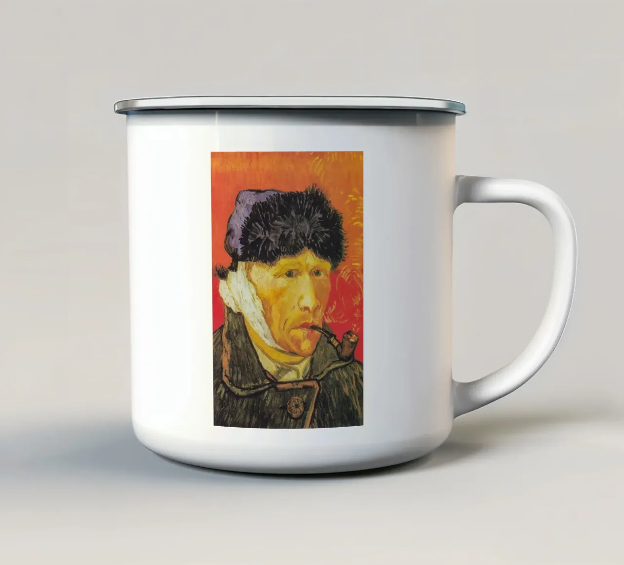 Van Gogh con un orecchio fasciato tazza in smalto da Carinaprint