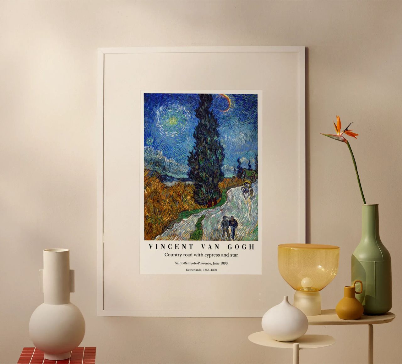 Strada con cipressi e stelle poster da Carinaprint