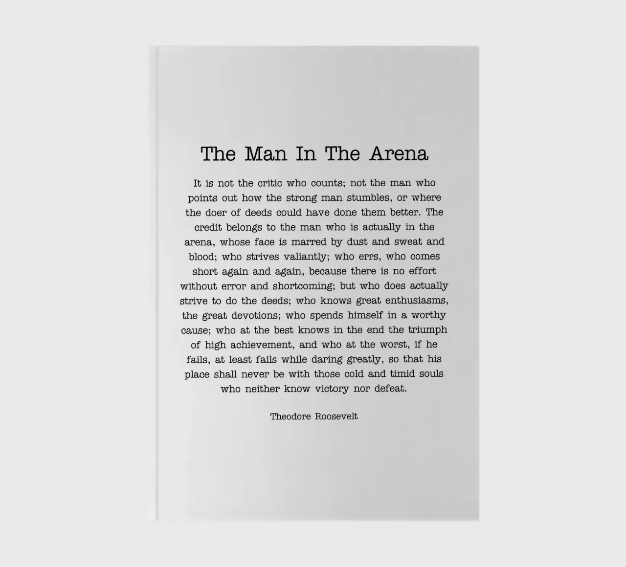 The man in the arena (typewriter style) notebook by Paigaam Studio